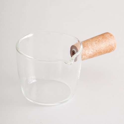 Glass Mini Creamer Jug Wood Handle