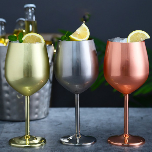 Stainless Steel Wine Glass 500ml - Gold