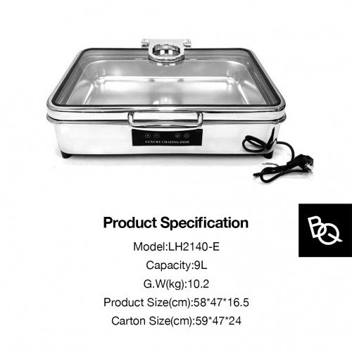 Chafing Dish Rectangular 9L Three Grid Electric 2