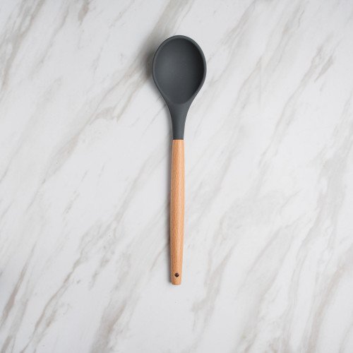 Woody Black Silicone Serving Spoon