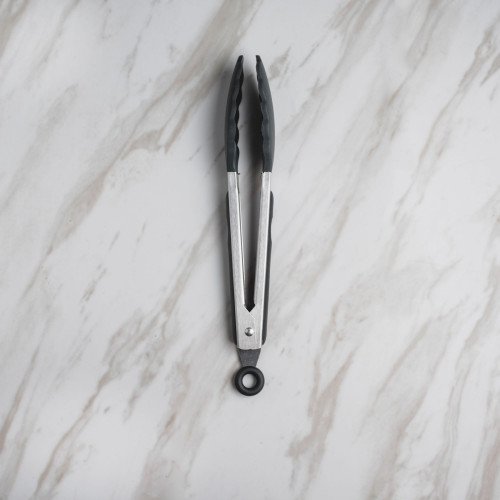Woody Black Silicone Food Tong