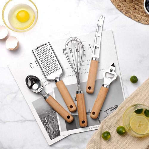 Multipurpose Kitchen Gadget Set - Wood Handle 3
