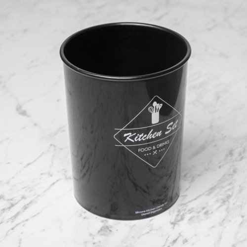 Bold Black Kitchen Utensils Bucket