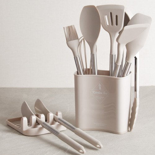 Light Khaki Silicone Kitchen Utensil Set