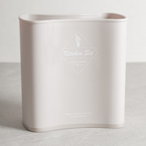 Light Khaki Silicone Utensil Bucket and Tray