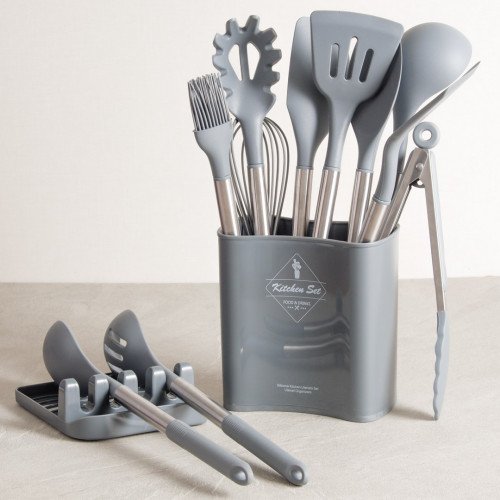Slate Grey Silicone Kitchen Utensil Set