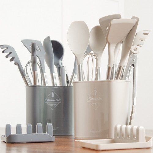 Slate Grey Silicone Kitchen Utensil Set 16
