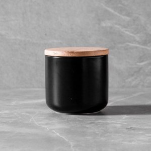 Ceramic Food Jar Black with Lid 1,000ml