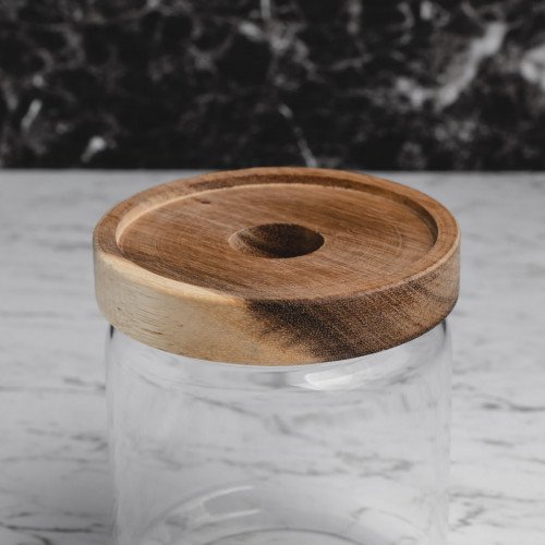 Glass Food Jar with Wooden Lid 500ml (F9) 2
