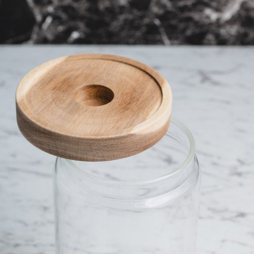 Glass Food Jar with Wooden Lid 750ml (F10) 3