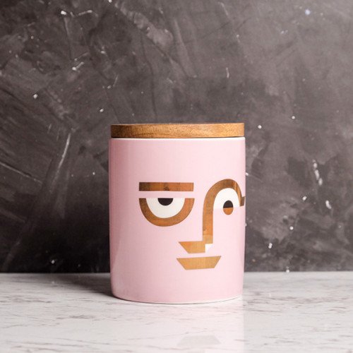 Face Expression Pink Kitchen Canister