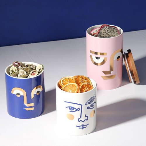 Face Expression Pink Kitchen Canister 3