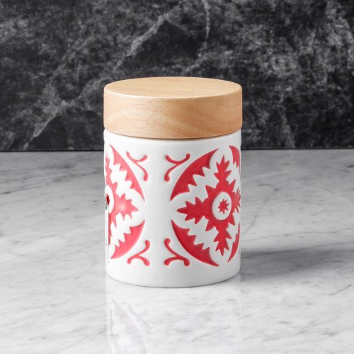 Snowflakes Red Food Jar