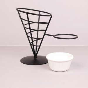 CHIPS BASKETS BLACK W SAUCE DISH 11.8 cm