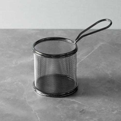 CHIPS BASKETS METALLIC GREY ROUND 8.7cm