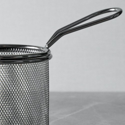 CHIPS BASKETS METALLIC GREY ROUND 8.7cm 5