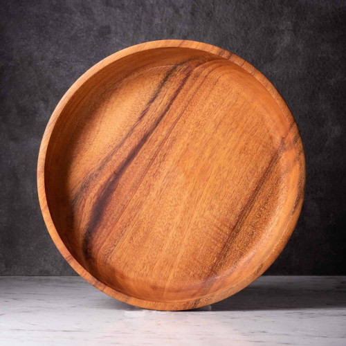 Mahogany Wooden Serving Plate Round 23cm 2
