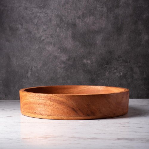 Mahogany Wooden High-Rim Plate 30cm