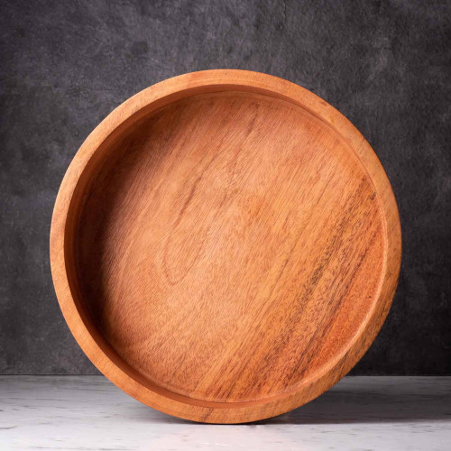 Mahogany Wooden High-Rim Plate 30cm 2