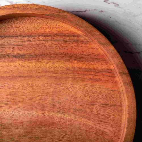 Mahogany Wooden High-Rim Plate 30cm 3