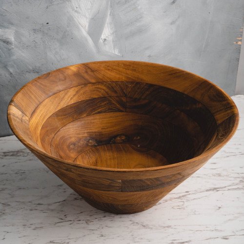 Teak Large Wooden Bowl 34cm 4