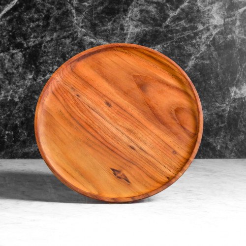 Teak Flat Round Dinner Plate 24cm