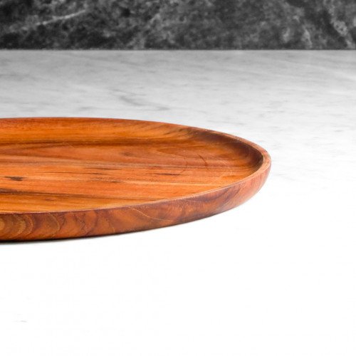 Teak Flat Round Dinner Plate 24cm 5