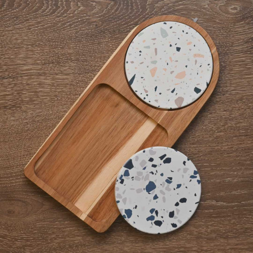 Breakfast Tray with Coaster Long Semi Circle - B 4