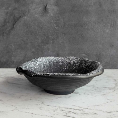 Black Kemuri Salad Bowl Uneven 9"