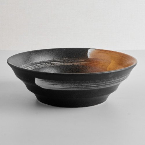 Dark Brown Fusion Wide Rim Bowl 9"