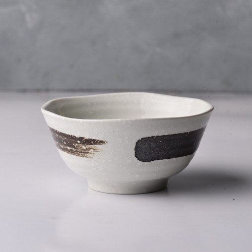 White Embossed Rice Bowl 4.5"