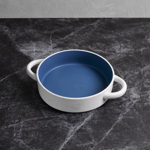 Groovy Blue Bowl with Handle 7.5" 2