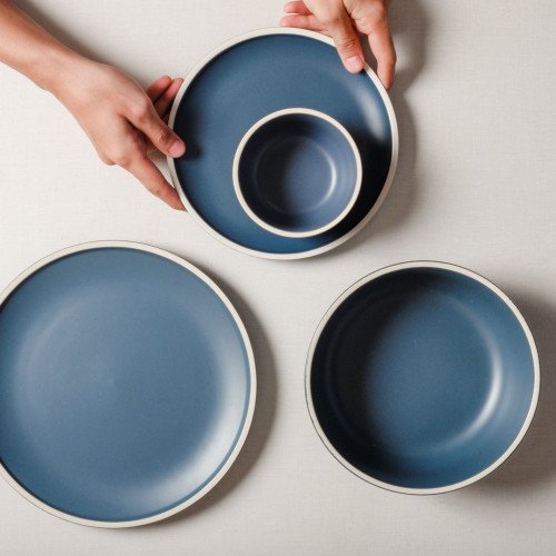 Whimsical Blue Salad Bowl 8" 3