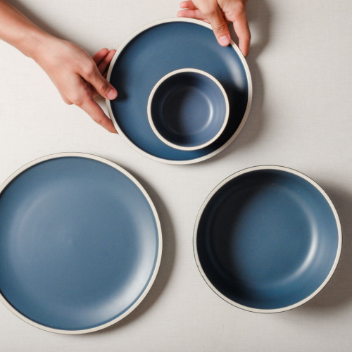 Whimsical Blue Salad Bowl 8" 3