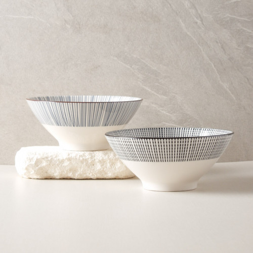 Tokusa Salad Bowl 7" - Blue Lines 6