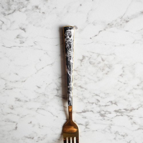 Black Marble Gold Dessert Fork 2