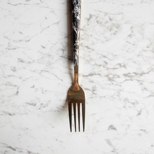 Black Marble Gold Table Fork 2