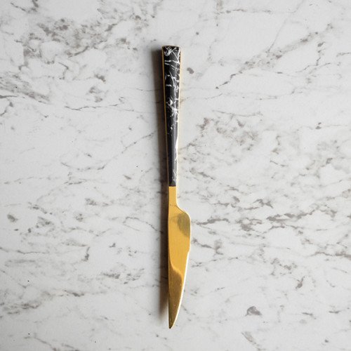 Black Marble Gold Table Knife