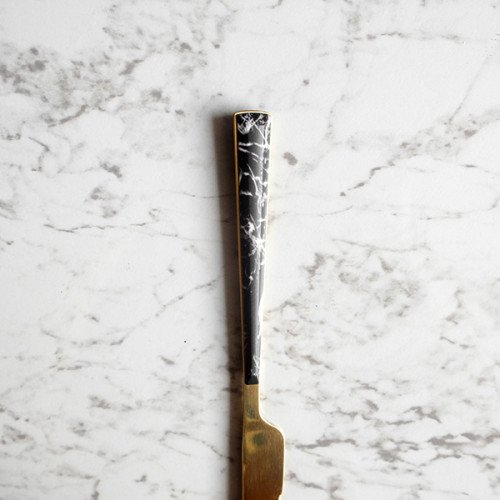 Black Marble Gold Table Knife 3
