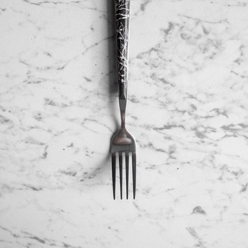 Black Marble Silver Dessert Fork 2