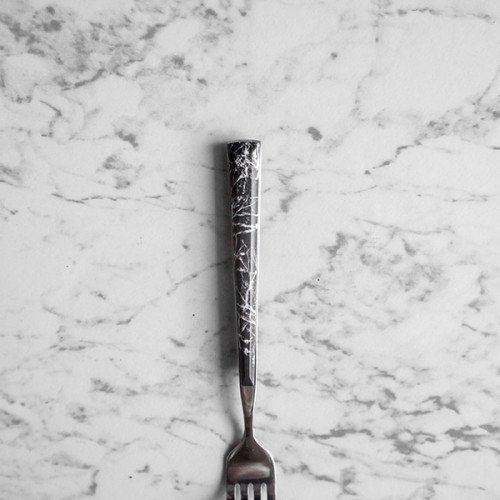 Black Marble Silver Dessert Fork 3
