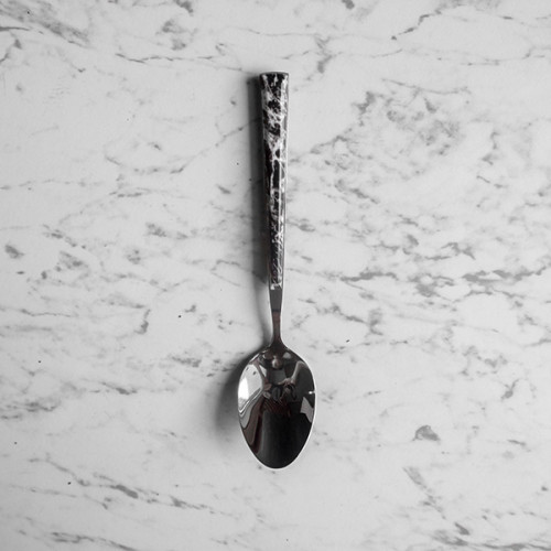 Black Marble Silver Dessert Spoon