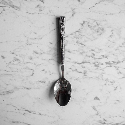 Black Marble Silver Dessert Spoon
