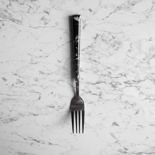 Black Marble Silver Table Fork