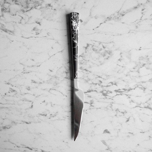Black Marble Silver Table Knife