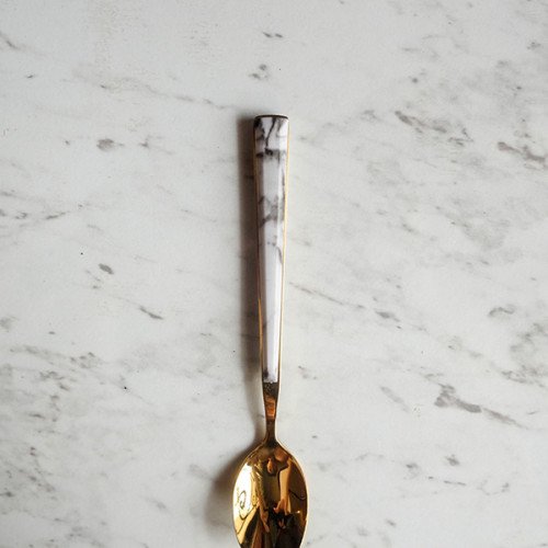 White Marble Gold Tea Spoon 3