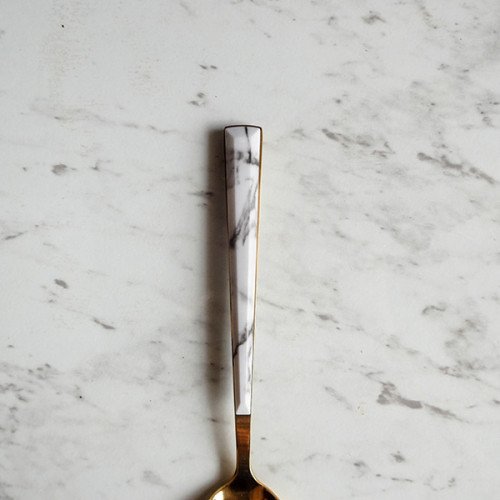 White Marble Gold Table Spoon 3