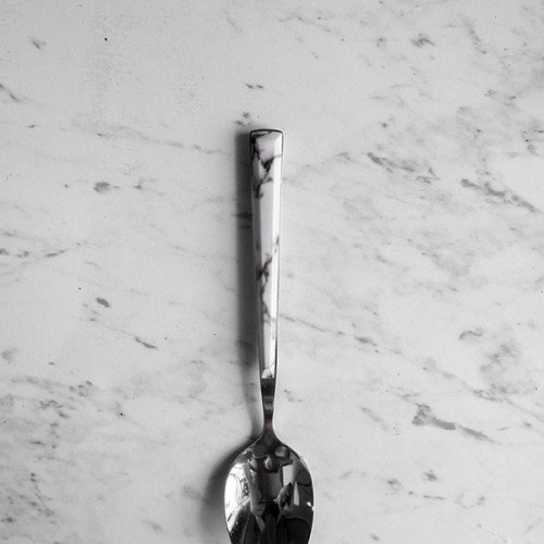 White Marble Silver Dessert Spoon 3