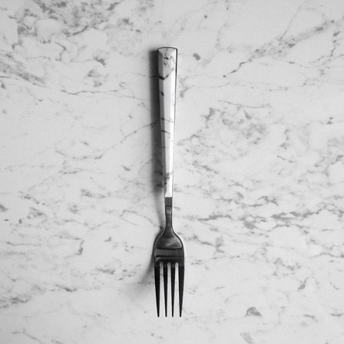 White Marble Silver Table Fork