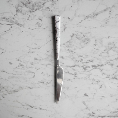 White Marble Silver Table Knife